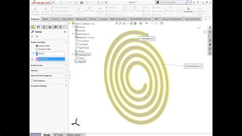 Solidworks Tips Creating Spiral Spring Using Solidworks Helix Youtube