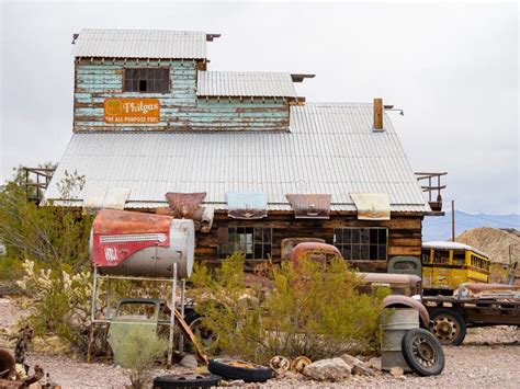 Abandoned Retro Building Of The Nelson Ghost Town Editorial Photography