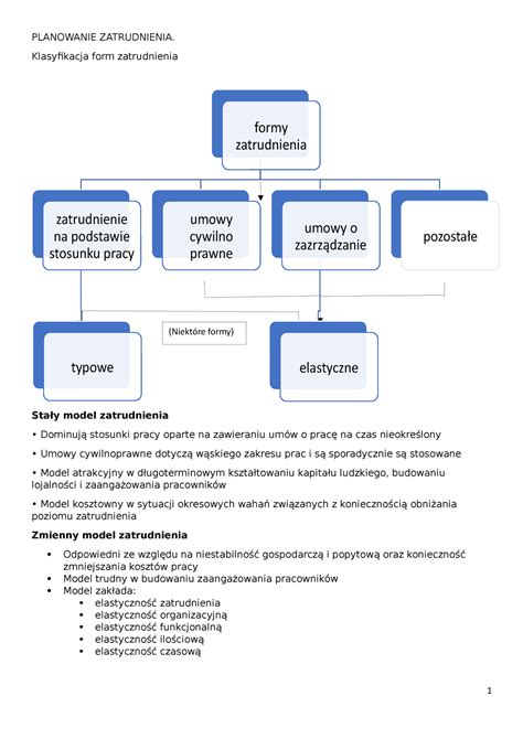 Zzl Wyk Ad Planowanie Zatrudnienia Klasyfikacja Form Zatrudnienia