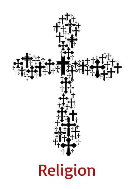 Crucifijo cruz religión símbolo vector icono Vector Premium