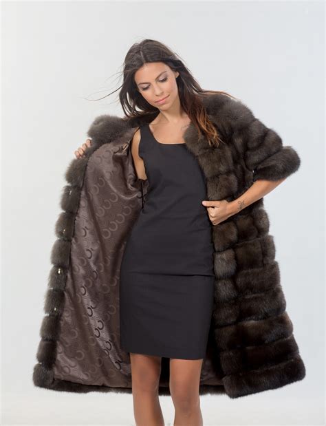 Dark Skin Russian Sable Fur Coat I Classy Real Fur Coats