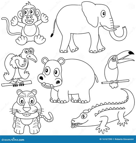 Coloring African Animals 2 Stock Vector Illustration Of Elephant