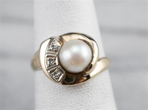 Vintage Pearl and Diamond Ring