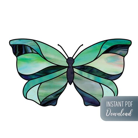 Butterfly Stained Glass Pattern Digital Pattern To Download Etsy Stained Glass Patterns