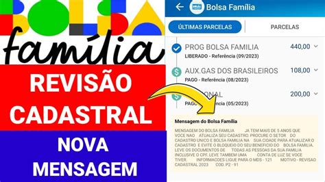 NOVA MENSAGEM DO BOLSA FAMÍLIA CONVOCAÇÃO PARA ATUALIZAR O CADASTRO