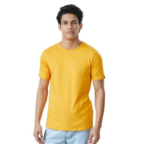 Buy The Souled Store Solid Mustard Yellow T Shirt For Men Online