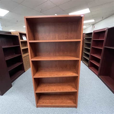 71 High Cherry Laminate Bookcase 4 Shelves Office Furniture