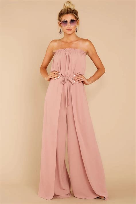 Fun Pink Strapless Jumpsuit Flowy Wide Leg Jumpsuit Playsuit 54