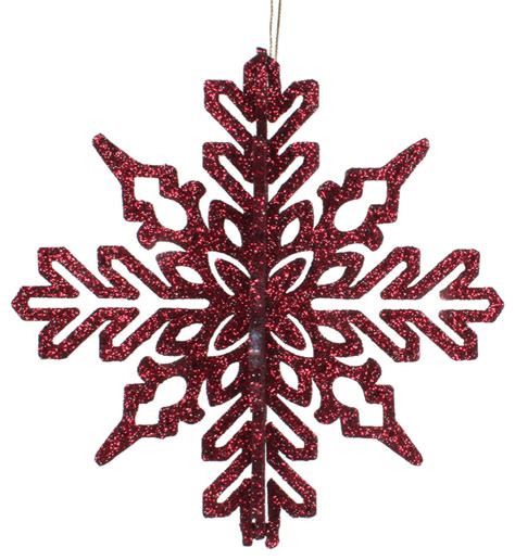 Vickerman M187365 6 Burgundy 3d Glitter Snowflake Christmas Ornament