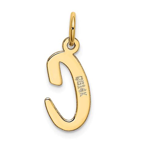 Cursive Letter C Charm 14k Gold Findingking