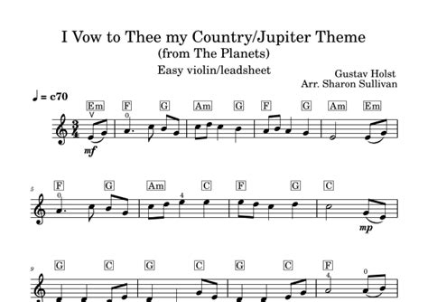 I Vow To Thee My Countryjupiter Theme From The Planets Easy Violin