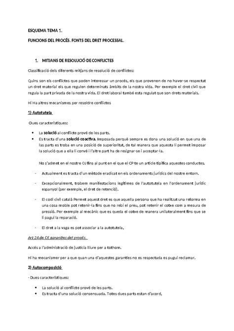 Esquema Tema Resum Derecho Procesal I Esquema Tema Funcions