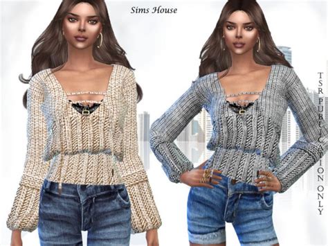 The Sims Resource Women S Blouse Knitted With Lacing By Sims House