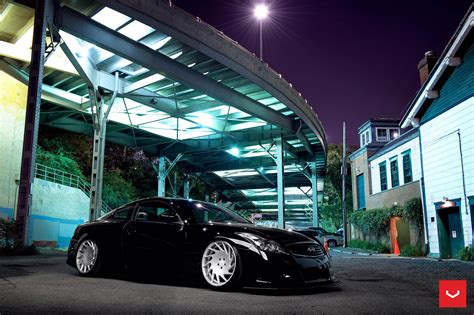 Slammed Eye-Candy: Gloss Black Infiniti G37 on Vossen Wheels — CARiD ...