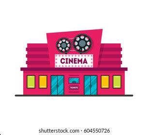 Caricatura Cine Edificio Moderno Exterior Fachada: vector de stock ...