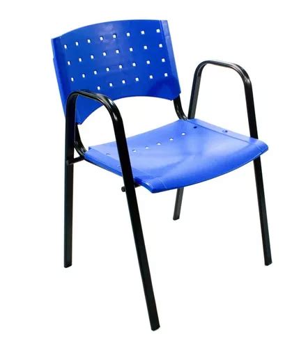 Silla Fija Oficina Apilable Plastica C Brazo Ca O Reforzado Pintada