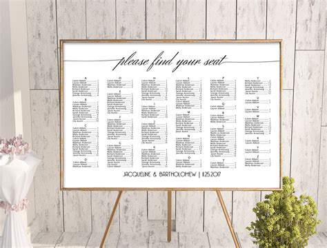 Alphabetical Wedding Seating Chart Huk