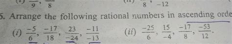 6 Arrange The Following Rational Numbers In Ascending Orde I 65 181