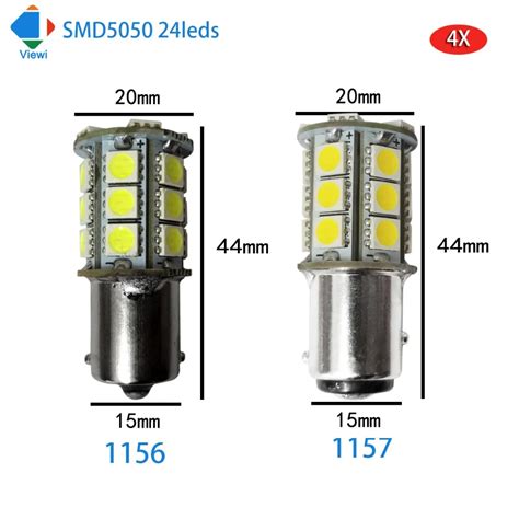 Viewi 4pcs 1156 1157 Led Car Light Auto Bulb 12 Volt Turn Lights 12v Reversing Lighting Auto