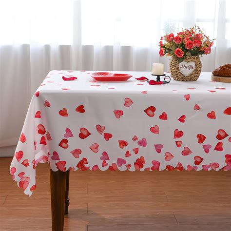 YIBAGA Valentines Day Tablecloth Sweat Heart Tablecloth Waterproof