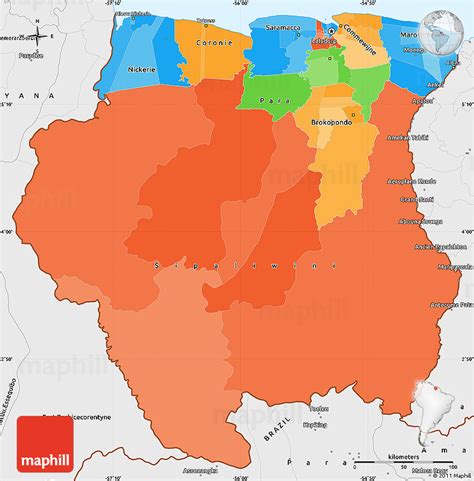 Political Simple Map Of Suriname Single Color Outside Borders And Labels