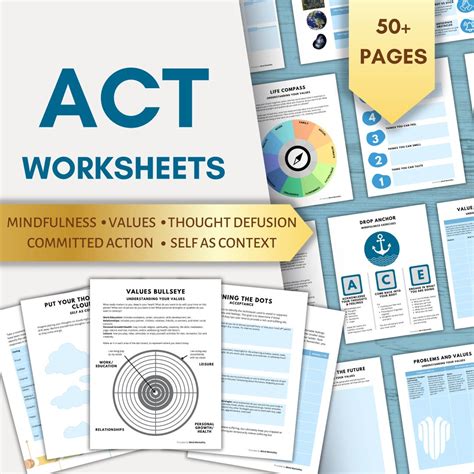 ACT Therapy Worksheets ACT Worksheets CBT Worksheets Values Worksheets ...