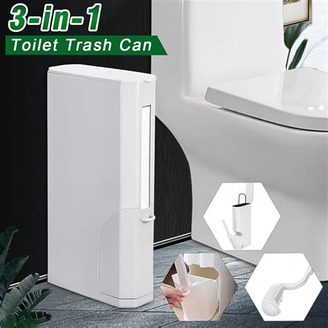 3 In 1 10l Bathroom Trash Can Garbage Bin With Toilet Brush Waste