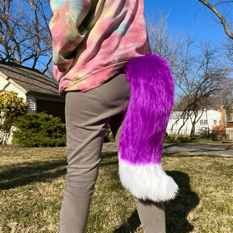 Grape Faux Fur Fox Fursuit Tail Etsy