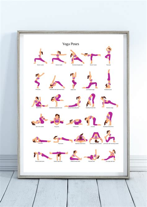 30 Yoga Poses Printable Posterdigital Download Yoga Poses Posteryoga