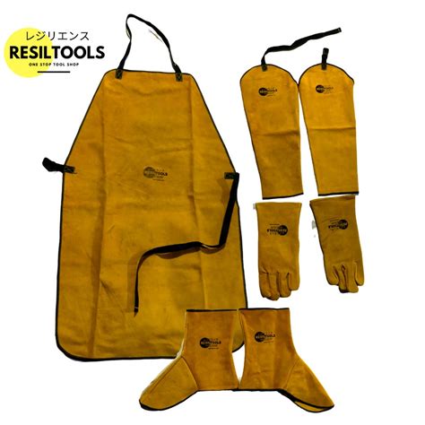 Jual Set Apron Las Kulit Sarung Tangan Pelindung Bahu Lengan Kaki