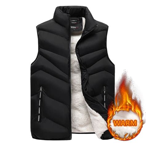 Winter Vest Men Fleece Warm Waistcoat Padded Mens Vests Autumn Male Sleeveless Jacket Casual