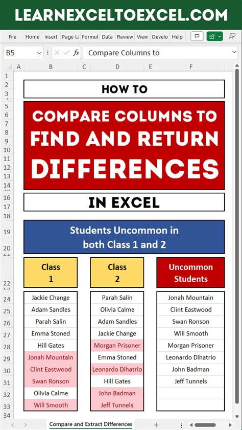 Excel Compare Two Text Columns And Find Differences Printable Online