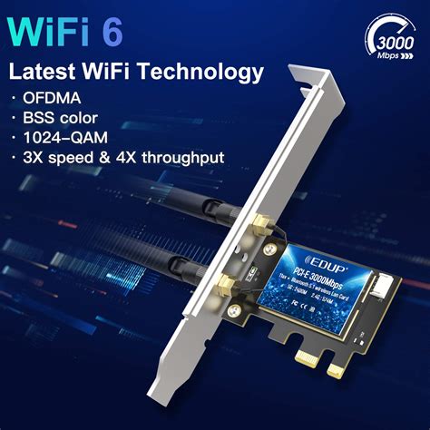 EDUP PCIe WiFi 6 Card Bluetooth 5 1 AX 3000 Mbps AX200 Dual Band 5 GHz