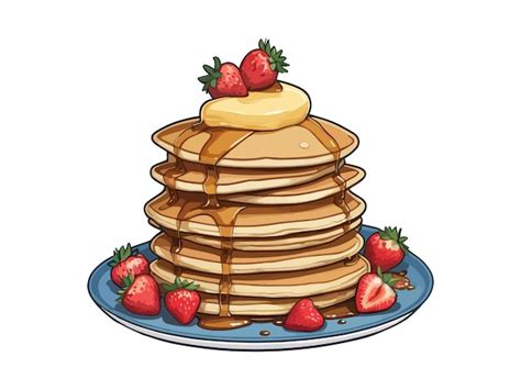 Strawberry Syrup Pancakes Vector Illustration For Graphics Design Menus And Marketing Materials