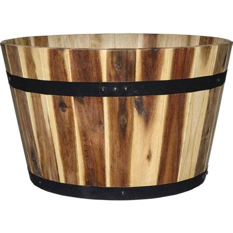 Classic And Garden 16 Acacia Wood Whiskey Barrel Planter • Price