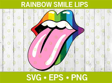 Lips Svg Rainbow Pride Smile Tongue Svg Print And Cut File For Etsy