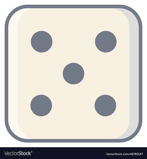 Dice Five Dot Edge Flat Royalty Free Vector Image