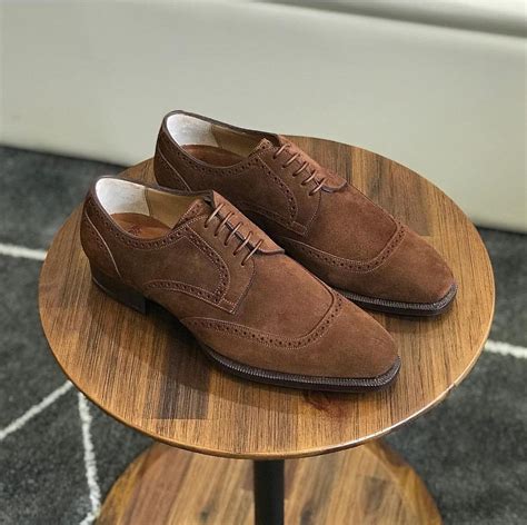 Handmade Mens Brown Suede Dress Shoes Men Dress Formal Lace Up Shoes In 2020 Suede Dress