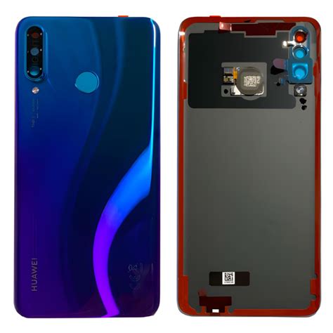 Vitre arrière Huawei P30 Lite Bleu Aurora Avec logo Adhésif