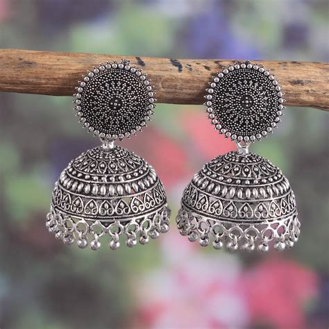 Oxidized Silver Plated Light Weight Big Jhumka Jhumki Earrings Etsy