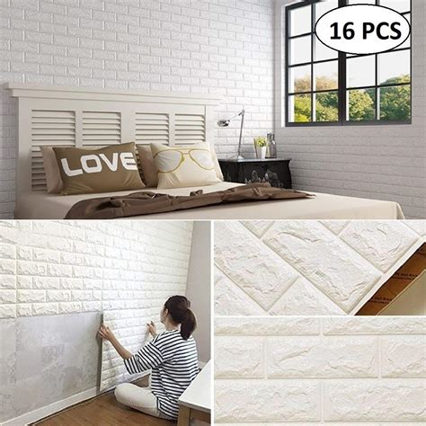 Lukzer 3d Foam Self Adhesive Brick Wall Stickers Diy White Brick Wall