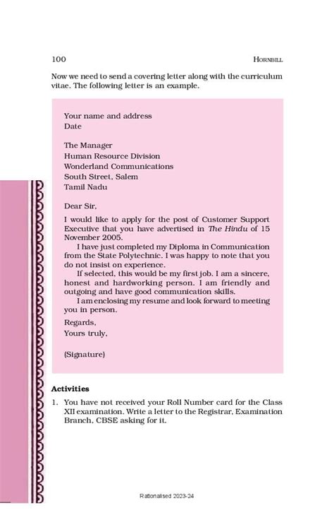 Ncert Book Class 11 English Chapter 5 Letter Writing Pdf Aglasem