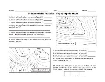 Simple Contour Map Worksheet