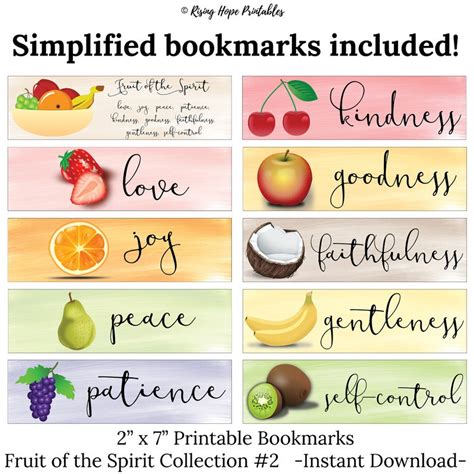 20 Fruit Of The Spirit Printable Bookmarks Galatians 522 23 Etsy