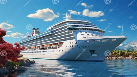 A Large White Cruise Ship In A Body Of Water Generative Ai Image