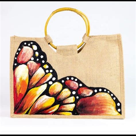 Jute Hand Painted Bag In Handpainted Bags Painted Canvas Bags