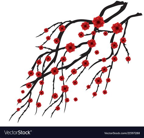 Cherry Blossom For Chinese New Year And Mid Vector Image