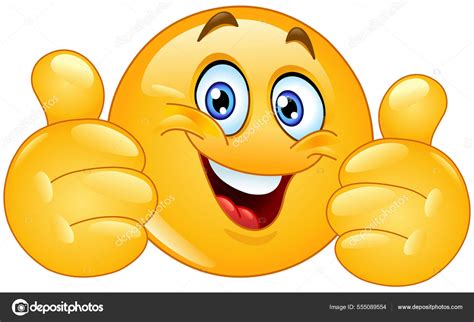 Happy Emoji Emoticon Showing Double Thumbs Stock Vector Image By ©yayayoyo 555089554