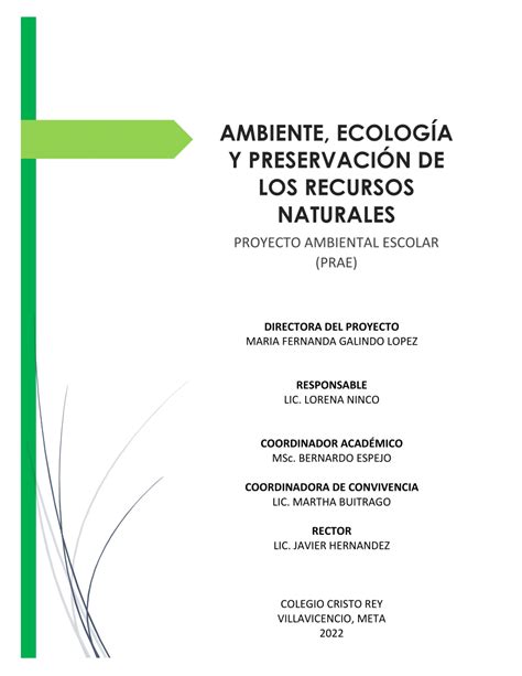 Pdf Proyecto Ambiental Escolar Prae Ambiente EcologÍa Y