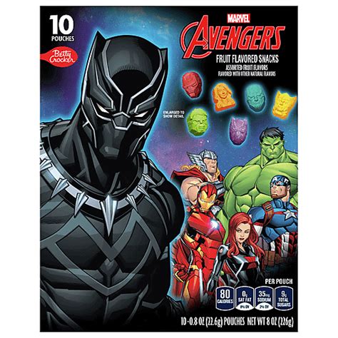 Betty Crocker Fruit Flavored Snacks Assorted Marvel Avengers 10 Ea